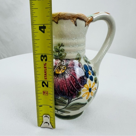Vintage Mini Gouda Holland Floral Pitcher/Decanter Unique Handle - Picture 6 of 9
